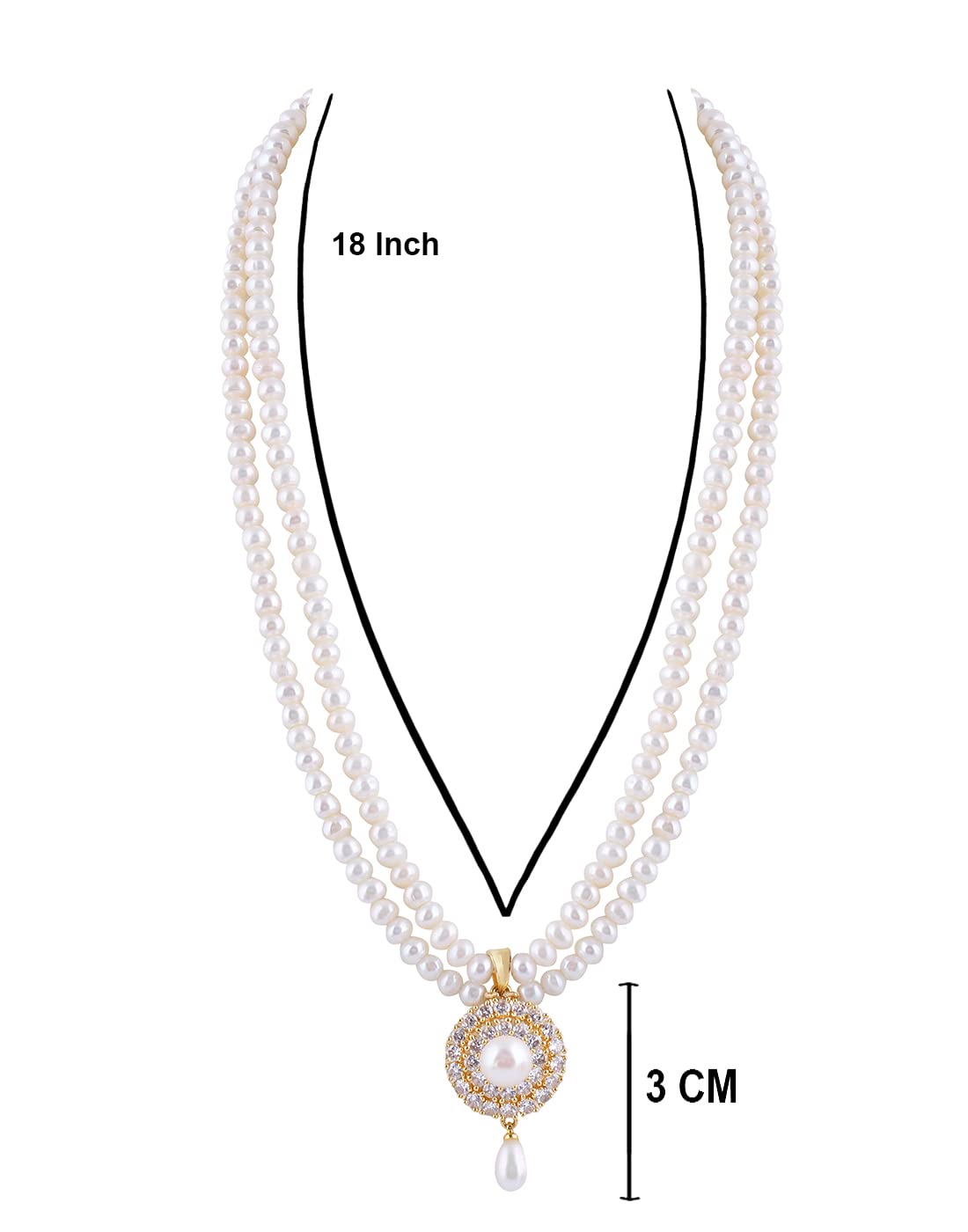 Real Natural Fresh Water Pearls Set With Certificate For Girls Women (Double String)