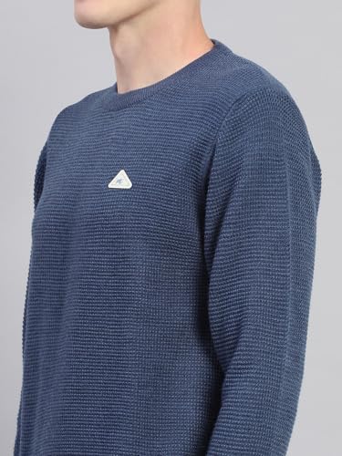 Monte Carlo Mens Regular Fit Full Sleeve Round Neck Pullover | Warm Woolen Sweater for Men |Soft Comfortable Knitted Winter Wear for Men Blue L