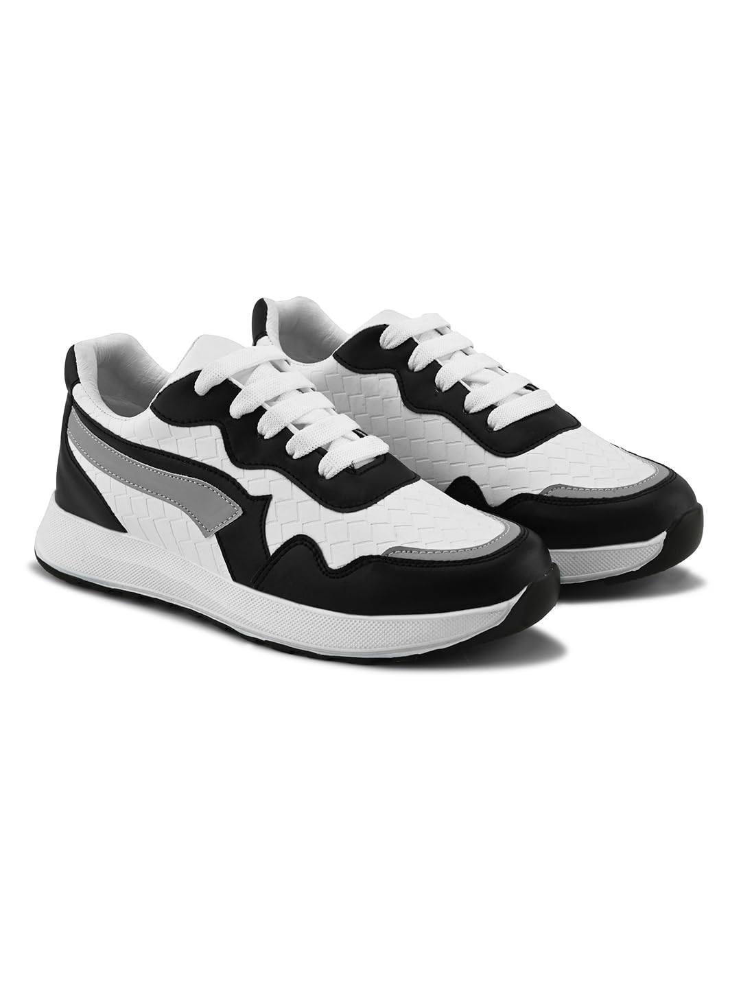 XE Looks Women's Black Sneakers | Trendy Textured Design with Lace-Up Closure | Lightweight & Stylish Sneaker Shoes For Girls & Women