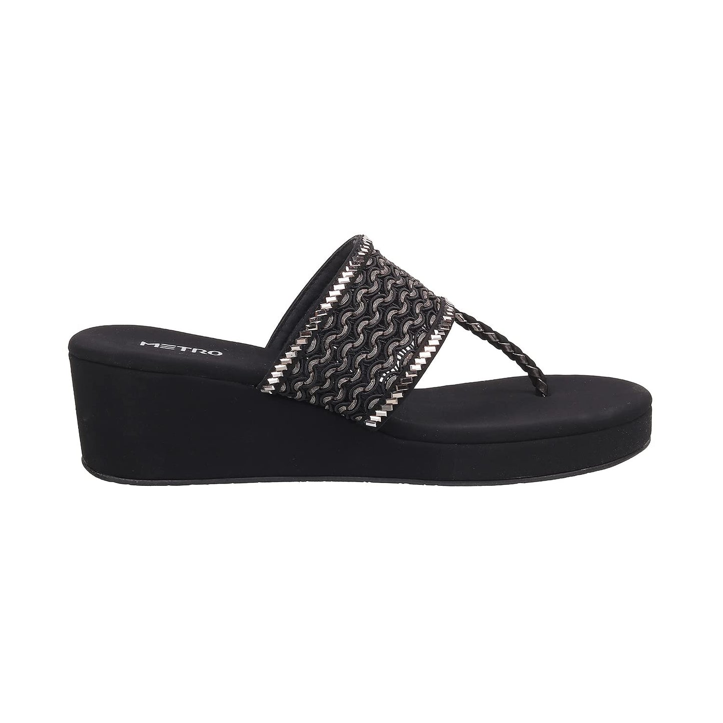 Metro Womens Synthetic Black Slip Ons - SaumyasStore