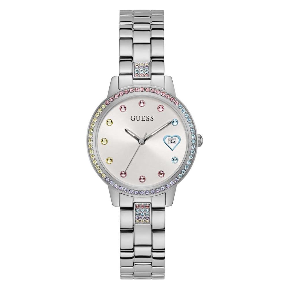 Guess Three of Hearts Women White Round Dial Analog Watch - GW0657L1