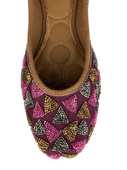 DESI COLOUR Women Ethnic Footwear Mojari/Punjabi Jutti-Purple Bricks