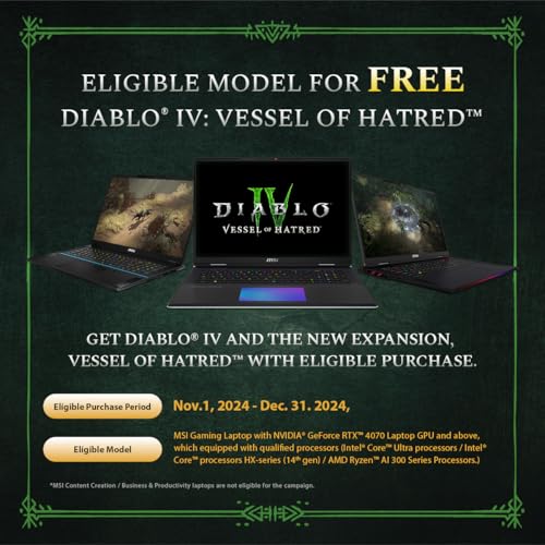 MSI Pulse 17 AI, Intel Core Ultra 7 155H, Built-in AI, 43CM 16:10 QHD+ 240Hz Gaming Laptop(16GB/1TB NVMe SSD/Windows 11 Home/NVIDIA GeForce RTX 4070, Core Black/2.8Kg), C1VGKG-031IN