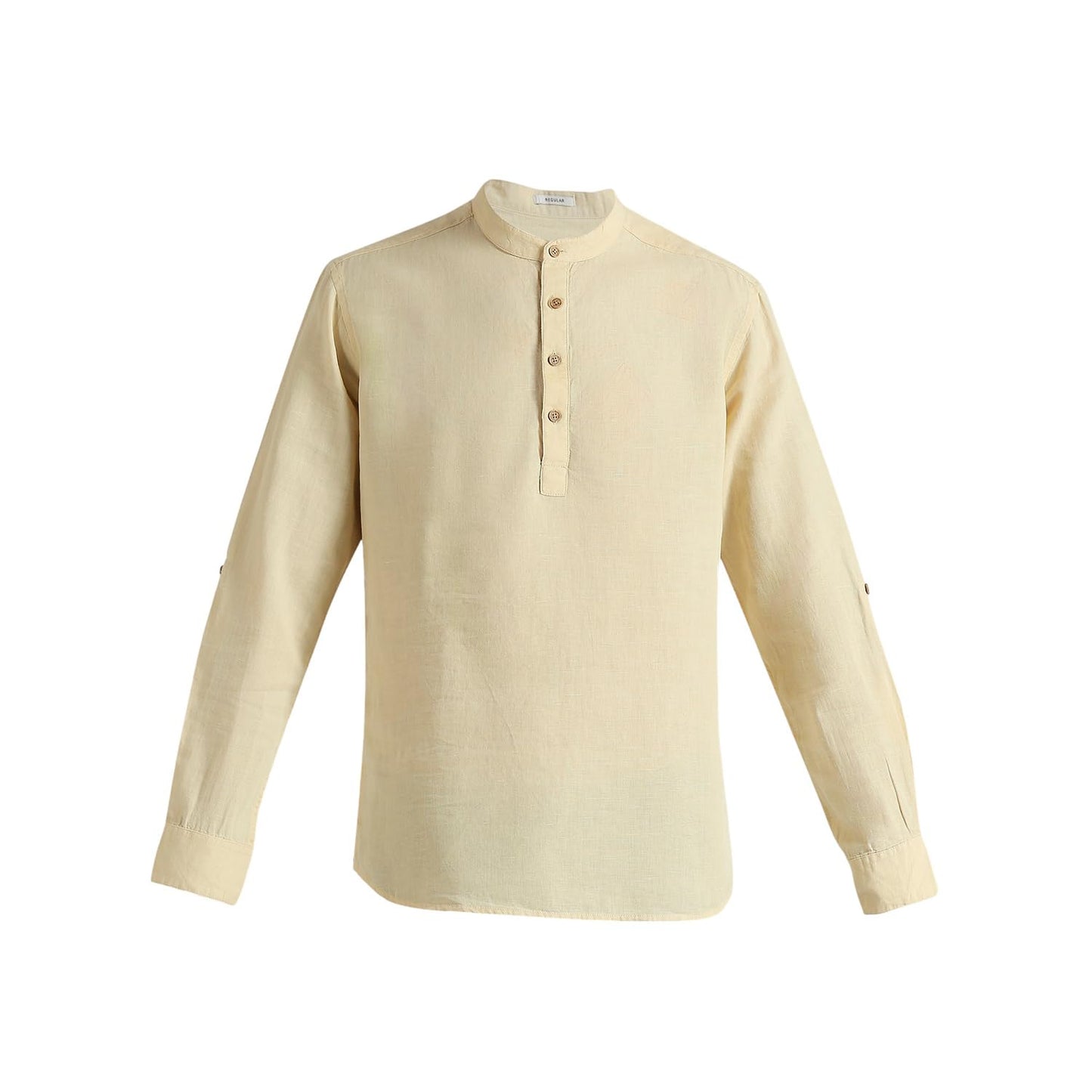 Pepe Jeans Men's Solid Regular Fit Shirt (PM308642_Natural Beige