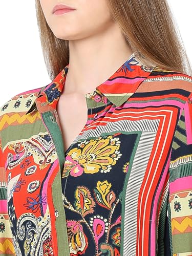 VERO MODA Women Ethnic Motifs Multicolor Viscose Midi Length Fit and Flare Dress