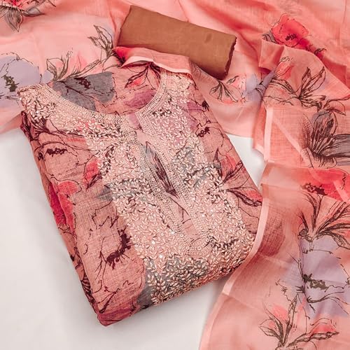 Leeli Peeri Designer Women's Cotton Digital Print With Embroidery Work Unstitched Salwar Suit Dress Material