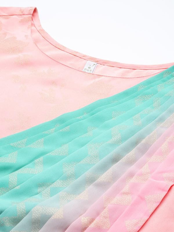 Ahalyaa Women's Crepe Empire Waist Maxi Casual Dress (AHEDCRFP-243 Pink