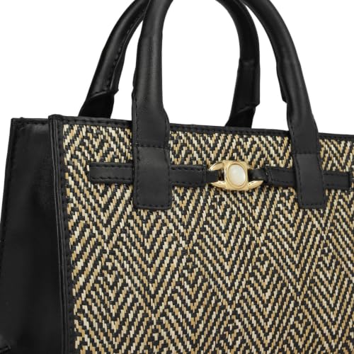 Da Milano Leather Tote Bag for Women - Black (LB-4387A-M)