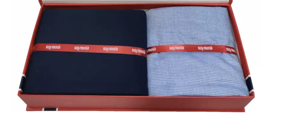 Raymond Fabrics Pant Shirt Fabric Combo Box ( Blue Pant-Shirt, Unstitched , Free Size), Solid