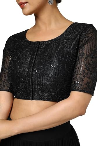 Soch Womens Black Net Embellished Blouse with Sequins