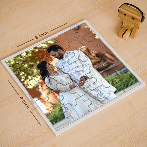 Personalized photo puzzle with frame | Customized Puzzle Frame Gift for Couple, Fun Gift for Family, Friends, Birthday Return Gift - Custom wedding gifts for wife | Acrylic photo frame -Square