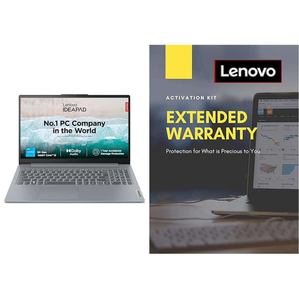 Lenovo Smartchoice IdeaPad Slim 3 13th Gen Intel Core i3-1315U 15.6 inch (39.6cm) FHD Laptop (8GB RAM/512GB SSD/Win 1 Year Extended Warranty with Onsite Service (5WS0K75657)