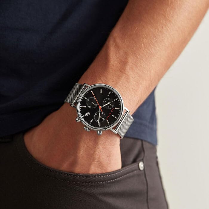 Ted Baker Mens 41 mm Mimosaa Chrono Black Dial Mesh Analogue Watch - BKPMMS119