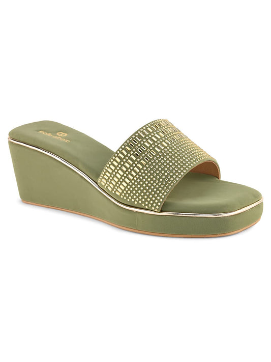 pelle albero Green Wedges For Women (PA-GLM-19)