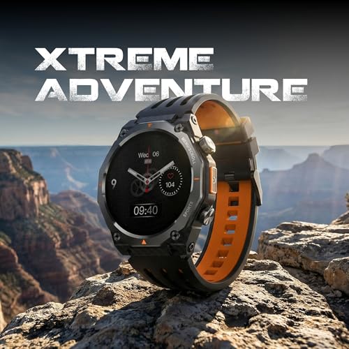 Fastrack Xtreme Adventure Smartwatch with 1.43” AMOLED Display, Dual Push Button, GPS, ABC, 1ATM, Inbuilt Torch, 100+ Multisports, Dual Tone Strap, BT Calling, HRM, SpO2 & Multiple Menu Styles - Black
