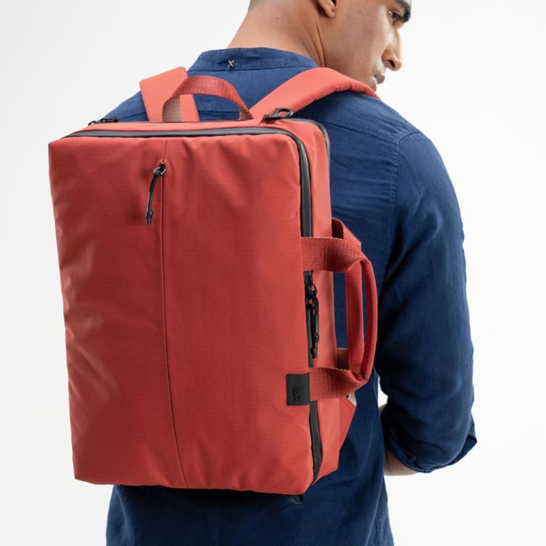 DailyObjects Pivot Briefpack Bag for Men and Women|Fits 13/14/15.6 inch Laptop/Macbook Pro/Air|Lightweight|Stylish Messenger Backpack|Office/Daily Use/Travel|Multi Pocket|Adjustable Strap (Red)