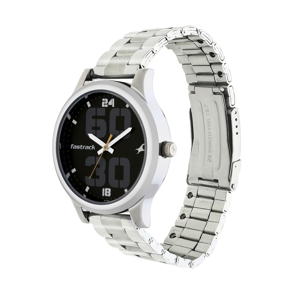 Fastrack Black Dial Silver Band Analog Stainless Steel Watch For Men -NR38051SM07