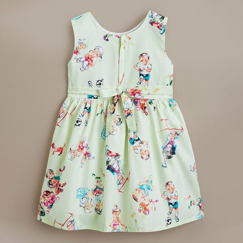 Hopscotch Girls Green Sleeveless Casual Dress for Ages (9-10 Years)