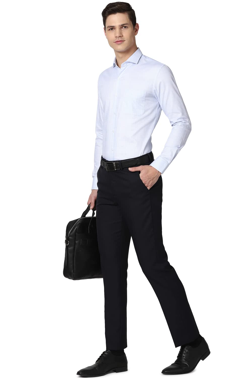 Peter England Men's Slim Work Utility Low Rise Pants (PETFOSLBA43588_Navy_34)
