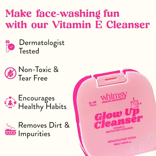 Whimsy Kids Organic Body Wash with Vitamin E| Dermatologist Tested | Gentle Daily Wash for teens & Preteens with Aloe Vera, Blood Orange & Niacinamide | 4–16 Years | Sulfate & Paraben Free | 180 ml