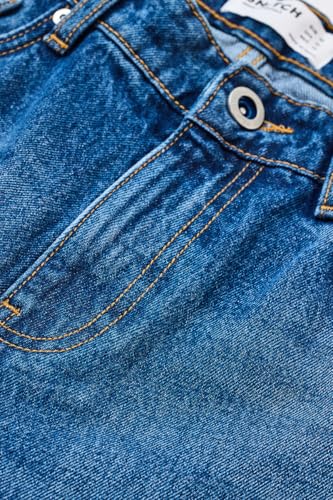SNITCH Men Casual Jeans | Loose Fit Mid Rise Blue Stone-Wash Design | 100% Cotton Smooth Texture & Durable Stitching for Everyday Comfort & Style