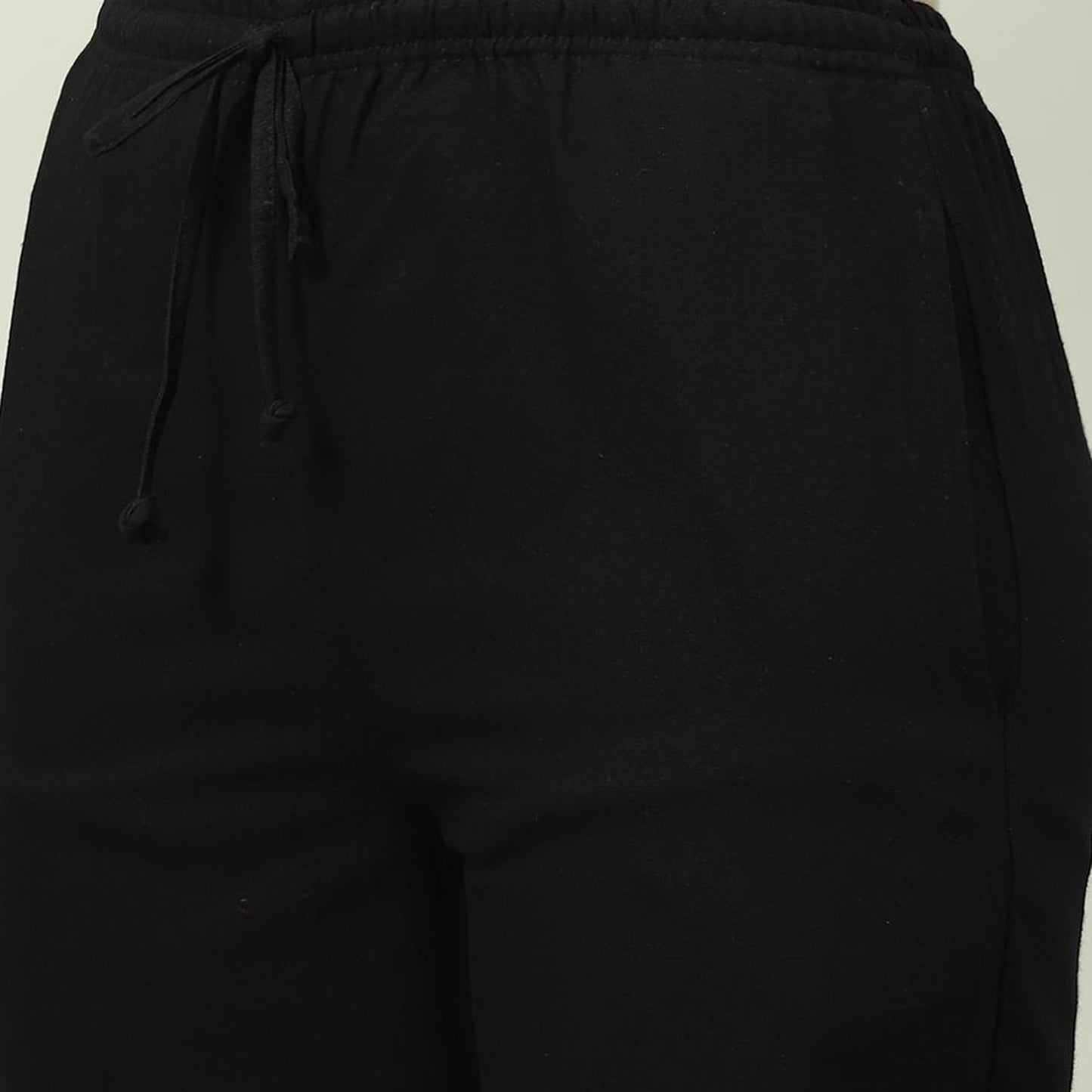 BIBA Women Solid Regular Fit Bottom Wear(Bottom W16946_Black_XXL)