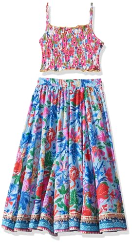 Biba Girl's Viscose Rayon Lehenga Set (KW5312SS25LPNK_Light Pink_12 13 Years)