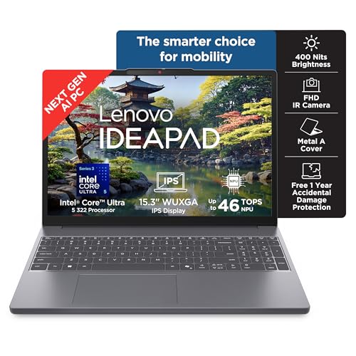Lenovo IdeaPad Slim 3 Intel Core Ultra 5 322 Next-Gen AI PC (16GB RAM/512GB SSD/15.3" (38.8cm)/WUXGA IPS/Copilot+ PC/Windows 11/MSO 365 Basic+Office 2024/Backlit Keyboard/Grey/1.6Kg), 83UR009QIN