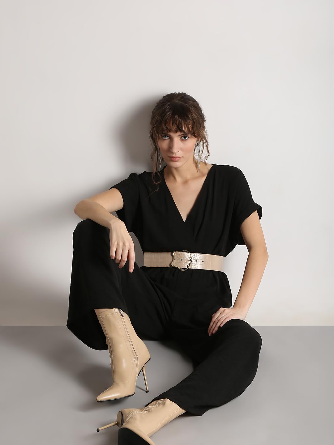 Vero Moda Women's Regular Fit Black Jumpsuit