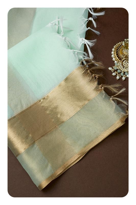 Soch Womens Sea Green Polyester Zari Woven Dupatta