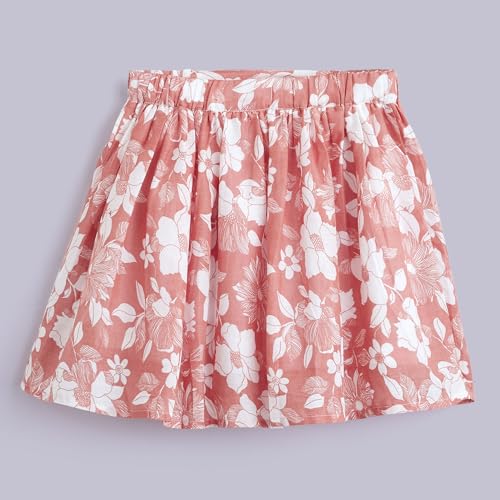 Hopscotch Girls Peach Pure Cotton Floral Skirt (4-5 Years)