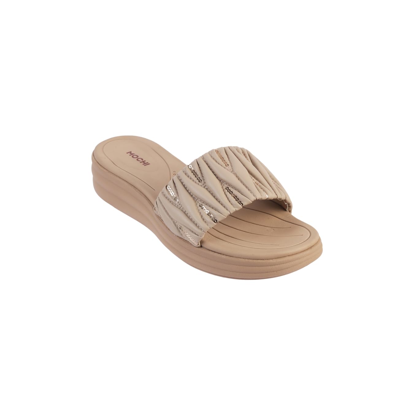 Mochi Women Beige Wedge Heel Fashion Slip-on Sandal UK/7 EU/40 (41-289)