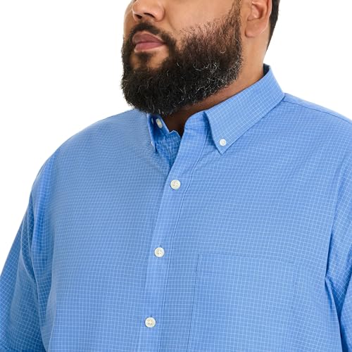Van Heusen Men's Big and Tall Wrinkle Free Short Sleeve Button Down Shirt, Riviera Blue, 4X-Large Big