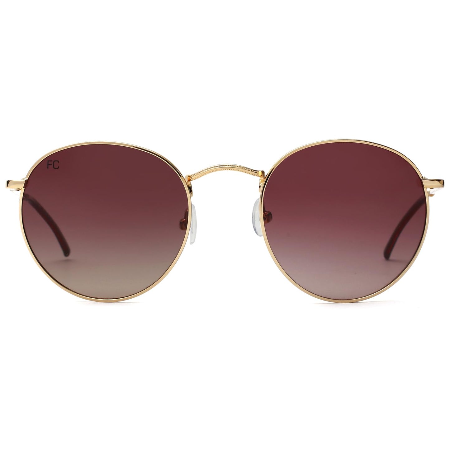 French Connection|Gold Full Frame Oval Sunglasses|Polarized | 100% UV Protection (UV 400) Brown Gradient Faded Lens|Men's & Women's|Small|FC 7641PL C1 51 S