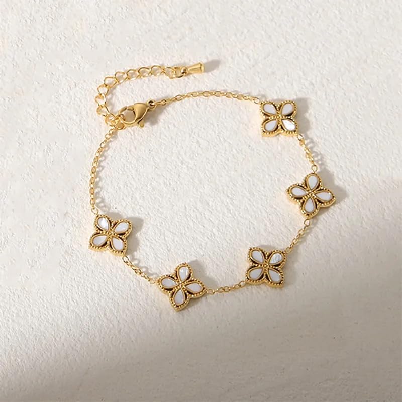 TAKSH LUXE Virgo Classic Acrylic, Zircon Stainless Steel, 18k Gold Plated Stylish Bracelet for Women