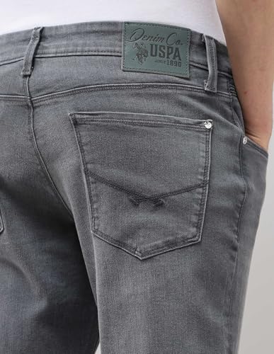 U.S. Polo Assn. Denim Co. Men's Brandon Slim Tapered Fit Grey Jeans (UDJEN1853_Mid Grey Wash_36)