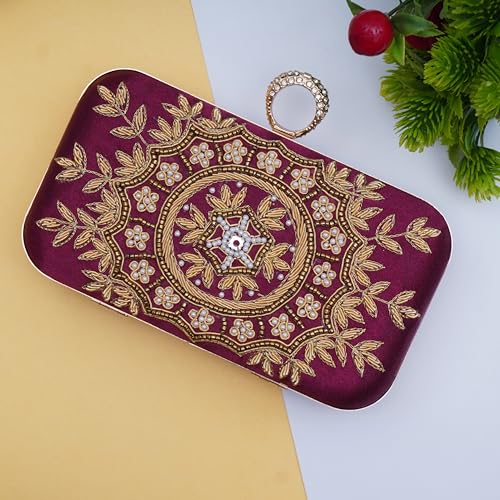 For The Beautiful You Embroidered Women's Ring Clutch (Cherry)