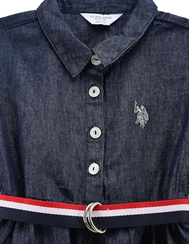 U.S. POLO ASSN. Kids Regular fit Cotton Long Sleeves Polo Collar Dresses (UGDRS0256_Blue_12M)