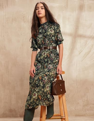 U.S. POLO ASSN. Women's Viscose A-Line Midi Dress (UWAW25DRS189 Multicolor