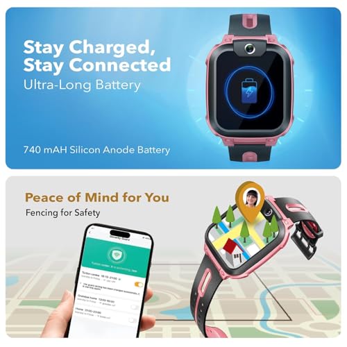 imoo Watch Phone Z1, 4G Smart Watch for Kids with Real-Time HD Video & Phone Call, Smart Watch for Girls with Real-Time GPS Location, Smartwatch for Boys with IPX8 Water Resistance (Pink)