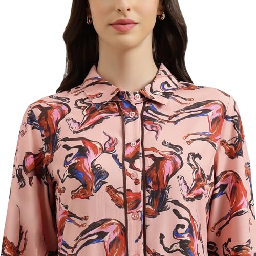 United Colors of Benetton Regular Fit Regular Collar Printed Dress (Size: 2XL) - 26P4WVNDR308I904 Pink