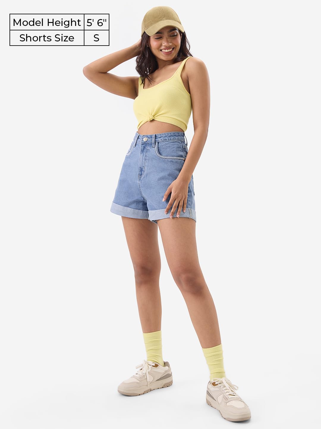 The Souled Store Denim: Mimosa Women and Girls Graphic Print Denim Shorts