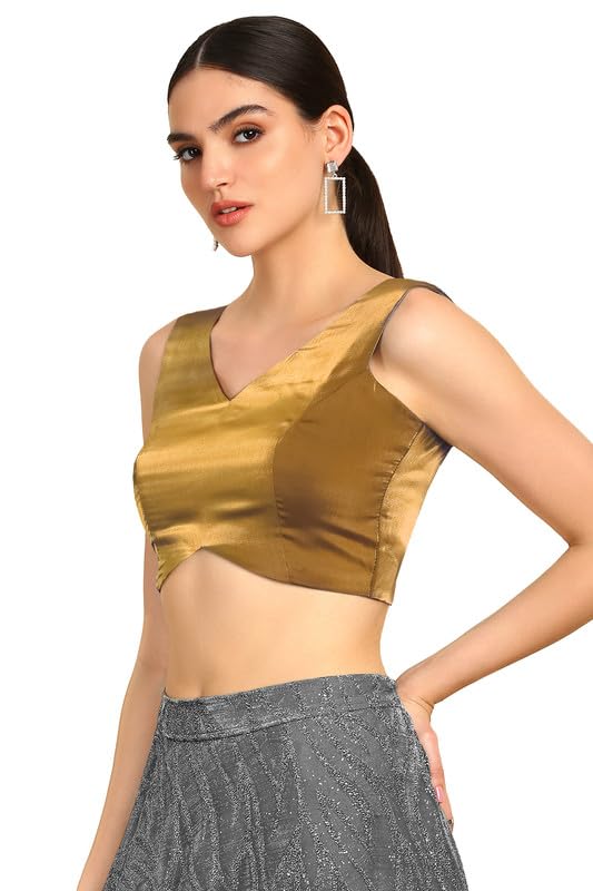 Soch Womens Gold V-Neck Princess Line Tissue Padded Blouse