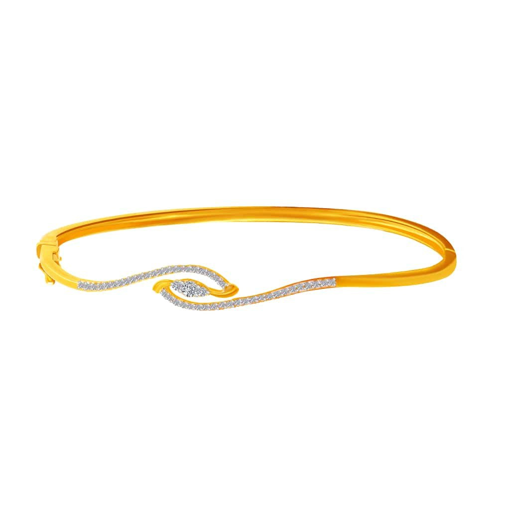 P.C. Chandra Jewellers 18Kt Yellow Gold And Diamond Bangle For Women