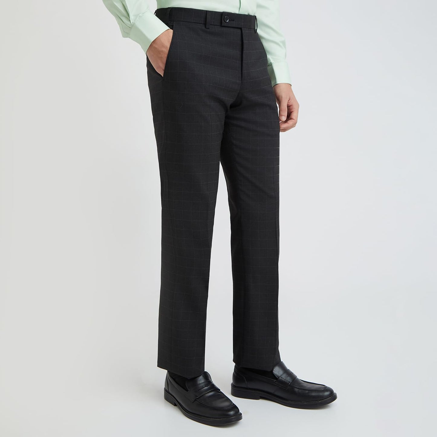 Park Avenue Men's Smart Fit Casual Mid Rise Pants (PMTX07523-G8_Dark Grey, 32