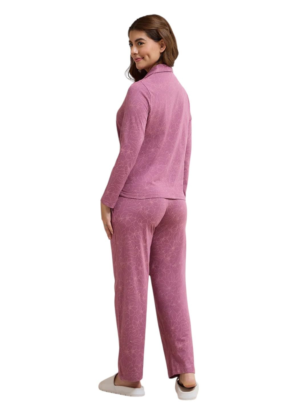 Amante Pink Printed Cotton Women Nightsuit