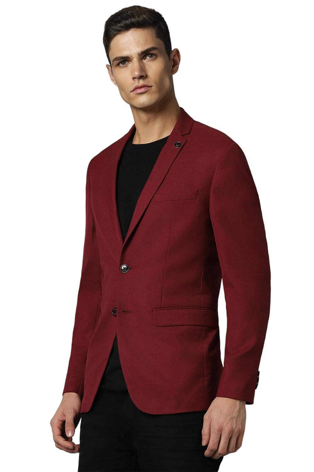 Allen Solly Men's Regular Single Breasted Blazer (ASBZMSLFW20228_Maroon
