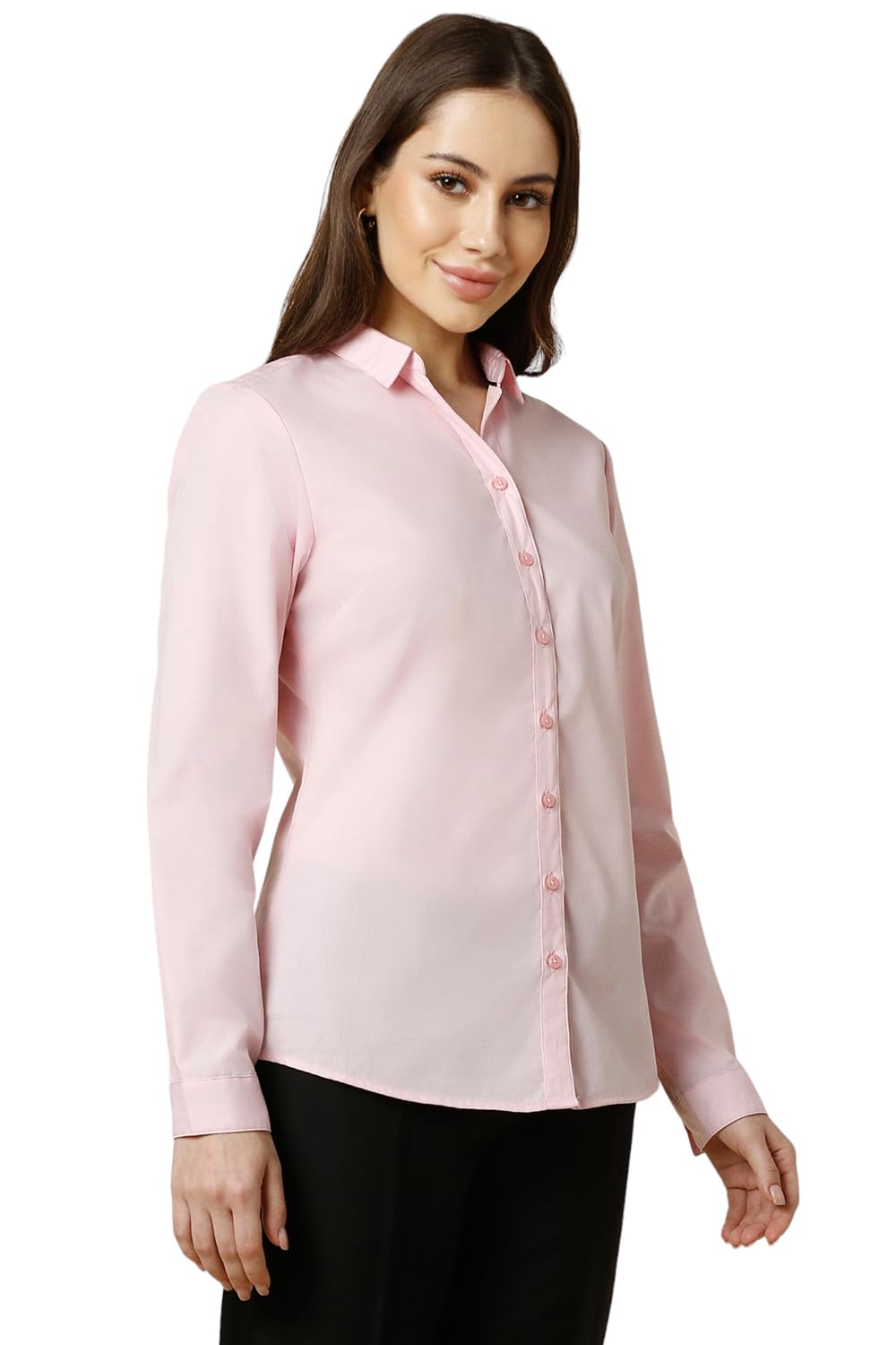 Allen Solly Women's Solid Classic Fit Shirt (AHSFWRGPK24311_Pink
