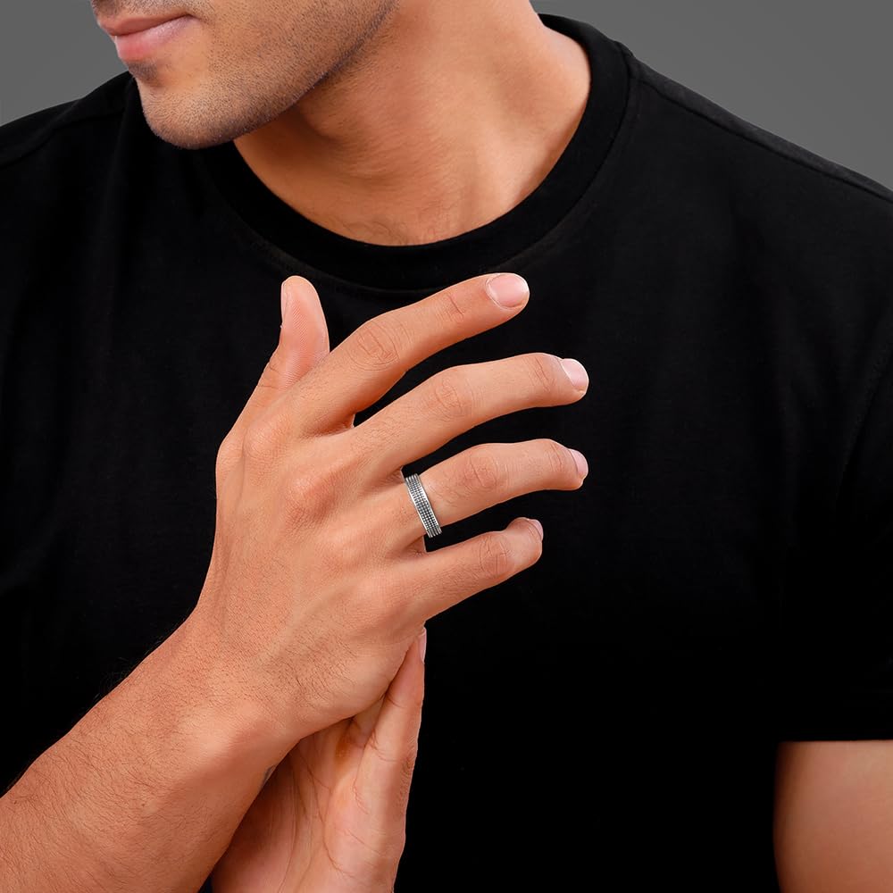 GIVA 925 Oxidised Silver Alpha Ring for Him, Fixed Size, Indian -20 | Gifts for Men and Boys | With Certificate of Authenticity and 925 Stamp | 6 Months Warranty