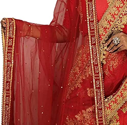 Navti Creations Women's Embroidered Net Dupatta (Navti-05_Red_Free size)